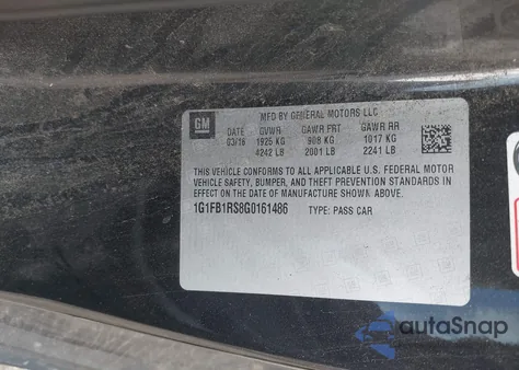 2016 Chevrolet Camaro 1Lt z USA, uszkodzony, nr VIN 1G1FB1RS8G0161486